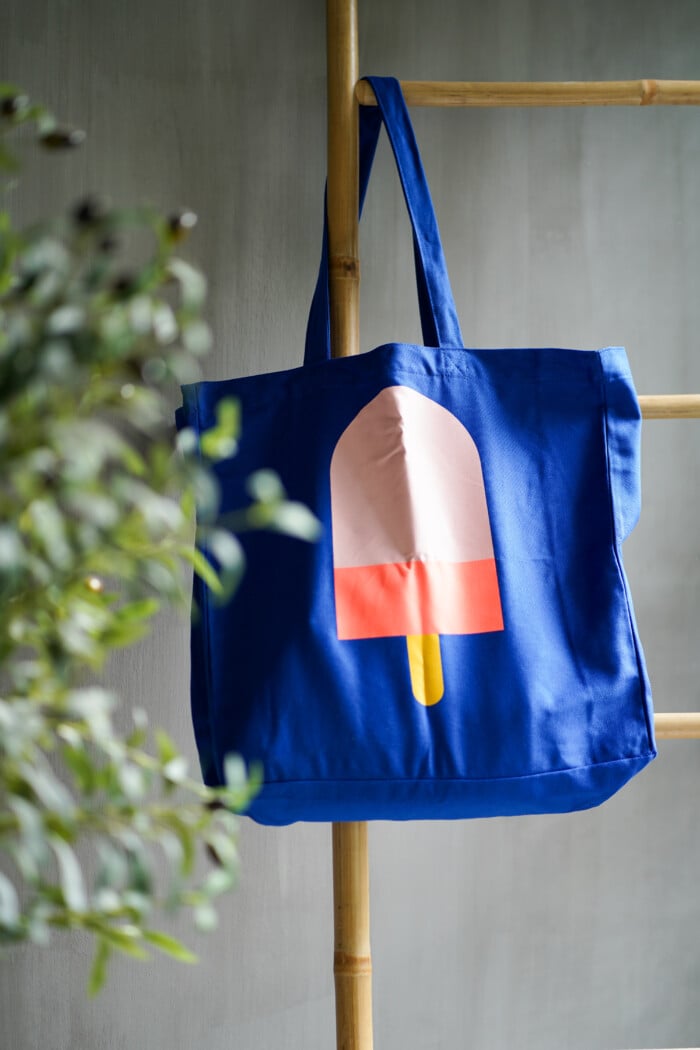 Engelpunt Totebag Ice Cream, totebag, beachbag, draagtas, canvas tas, ice cream, ijsje, engelpunt, wonderzolder.nl