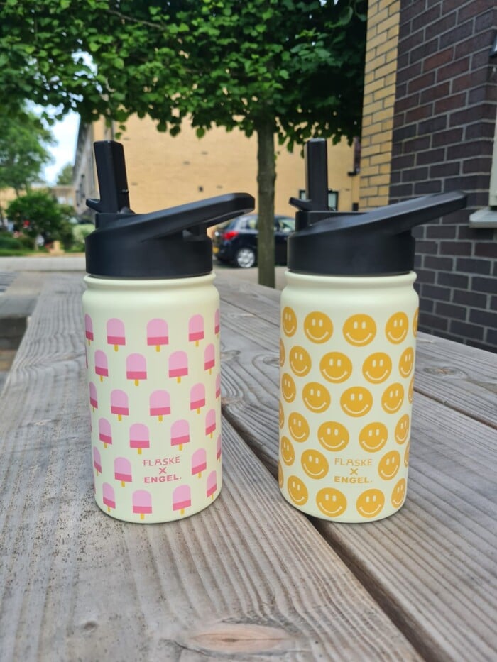 ENGEL. drinkfles Smiley, waterfles, drinkfles, smiley, rvs, kinderbeker, backtoschool, geel, flaske, engelpunt.nl